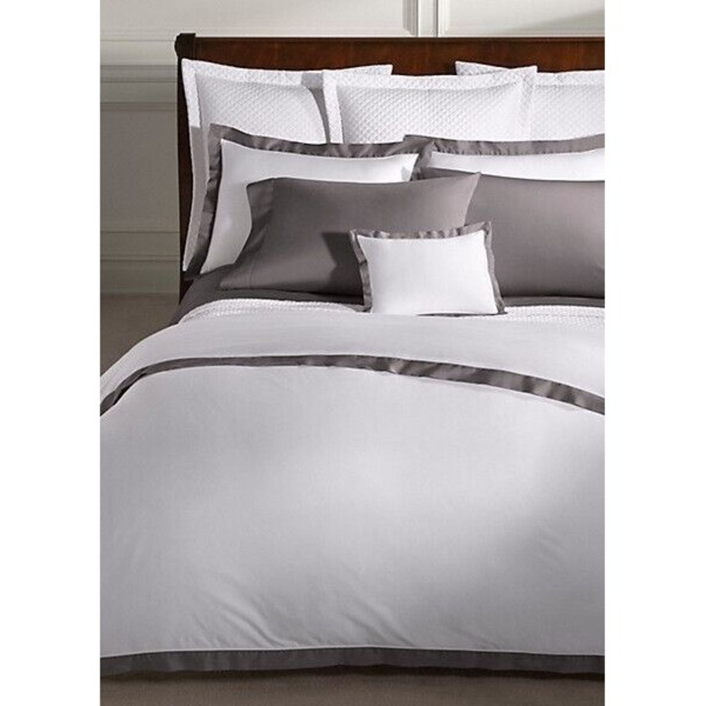 Ralph Lauren Home Organic Cotton Sateen Sheeting Flat Sheet Graphited Grey FULL